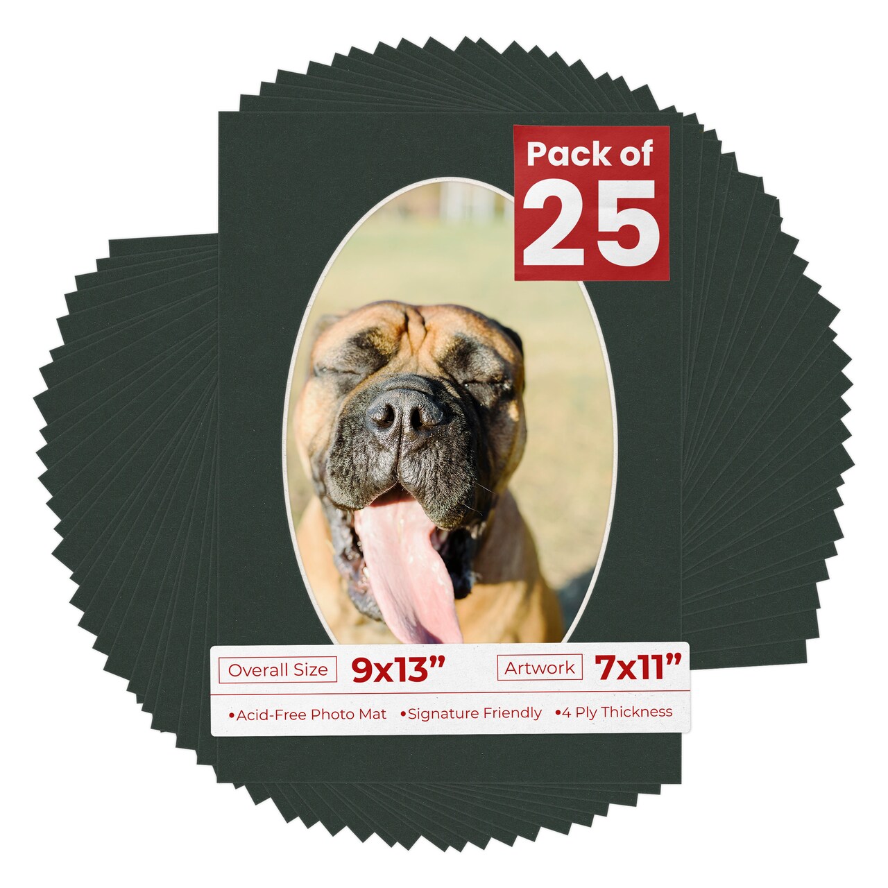 Black Mat Board for 9x13 Frames - Oval Opening for 7x11 Photos
